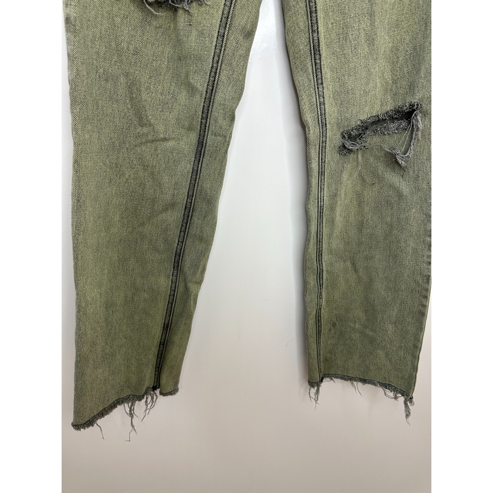 BDG Cowgirl Jean Green Acid Wash Distressed Straight Leg Raw Hem Denim Size 25 - Picture 5 of 14